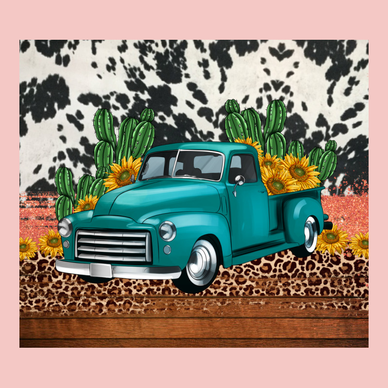 Western Farm Truck Cactus And Sunflowers Urban Heavy Tee by Jasminsmagicworld | Teevron