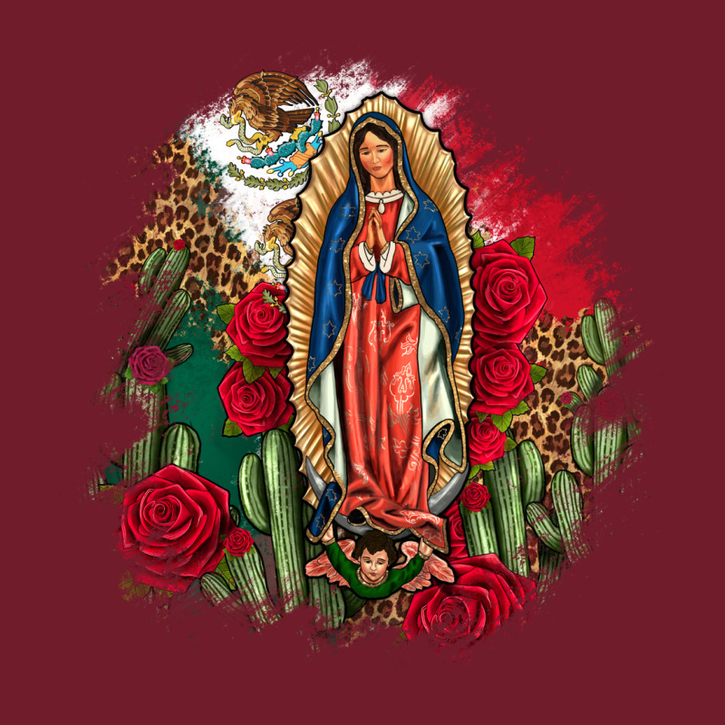 Our Lady Of Guadalupe Mexican Flag Cactus Roses Zipper Hoodie by FaDigitalArtStudio | Teevron
