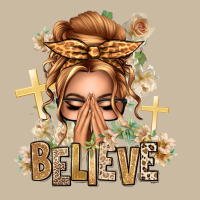 Blonde Hair Believe Praying Caucasian Messy Bun Long Sleeve Tee | Teevron