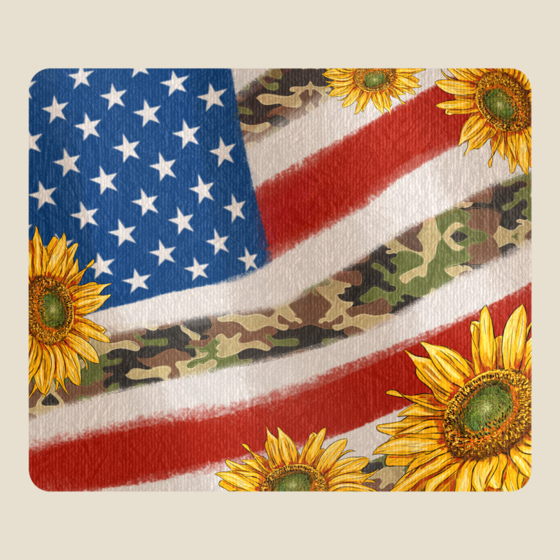 American Flag Sunflowers And Canouflage Print Veteran Mousepad Urban Heavy Tee by Jasminsmagicworld | Teevron