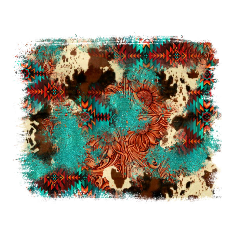 Aztec Turquoise Glitter Cowhide  Tooled Leather Ba Premium Sweatshirt by FaDigitalArtStudio | Teevron