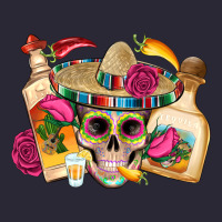 Mexican Skull Sombrero Tequila Bottle Paper Roses Vintage Tee | Teevron