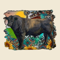 Black Angus Bull With Aztec And Farm Background Ladies Tee | Teevron