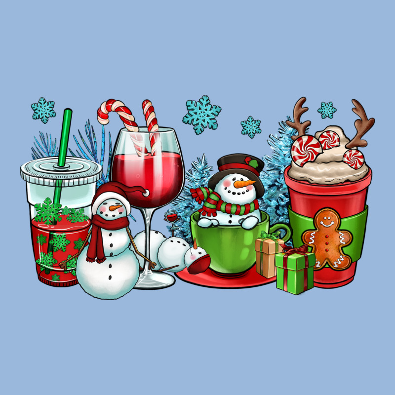 Christmas Snowman Coffee Cups Premium Hoodie by OliviaCreatesArt | Teevron