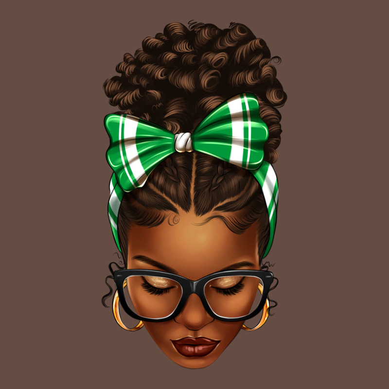 Afro Messy Bun Green And White Bow Long Sleeve Tee by texasbilliewilder | Teevron