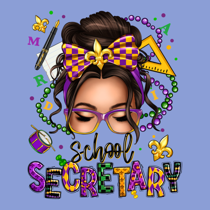 Mardi Gras School Secretary Caucasian Messy Bun Long Sleeve Tee by texasbilliewilder | Teevron