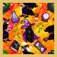 Halloween Cat And Witch Seamless Pattern Premium Sweatshirt | Teevron
