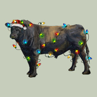 Christmas Black Angus Bull With Christmas Lights Ladies Tee | Teevron