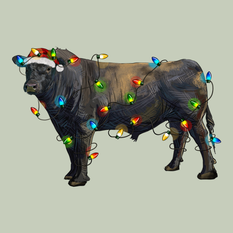 Christmas Black Angus Bull With Christmas Lights Ladies Tee by RanaPortraitStore | Teevron