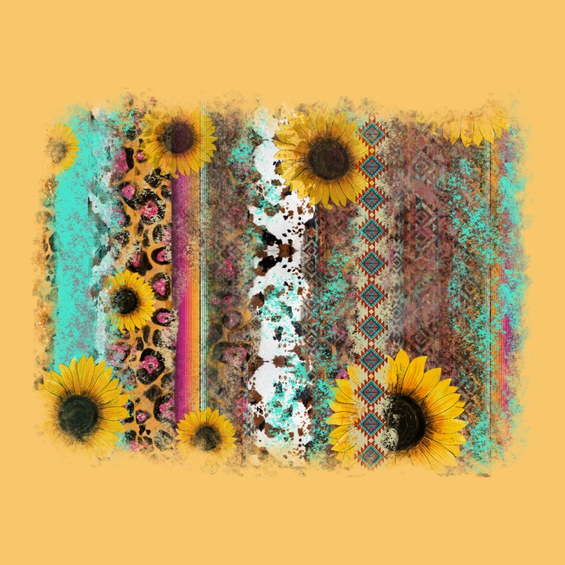 Aztec Leopard Turquoise Sunflower Background Vintage Hoodie by RanaPortraitStore | Teevron