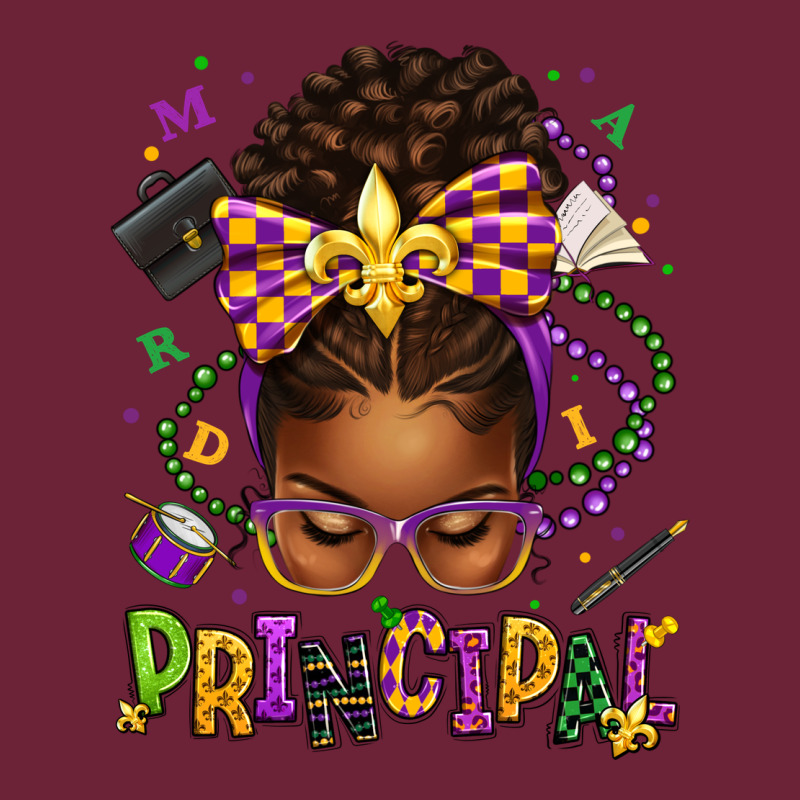 Mardi Gras Principal Afro Messy Bun Long Sleeve Tee by texasbilliewilder | Teevron