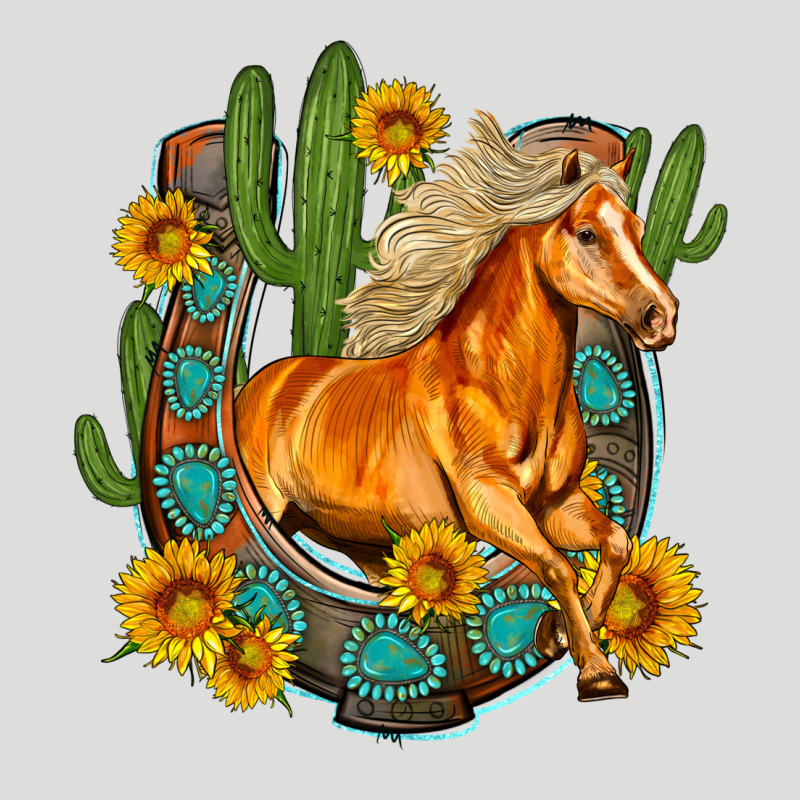 Western Horse Cactus Sunflowers Horseshoe Zipper Hoodie by OliviaCreatesArt | Teevron