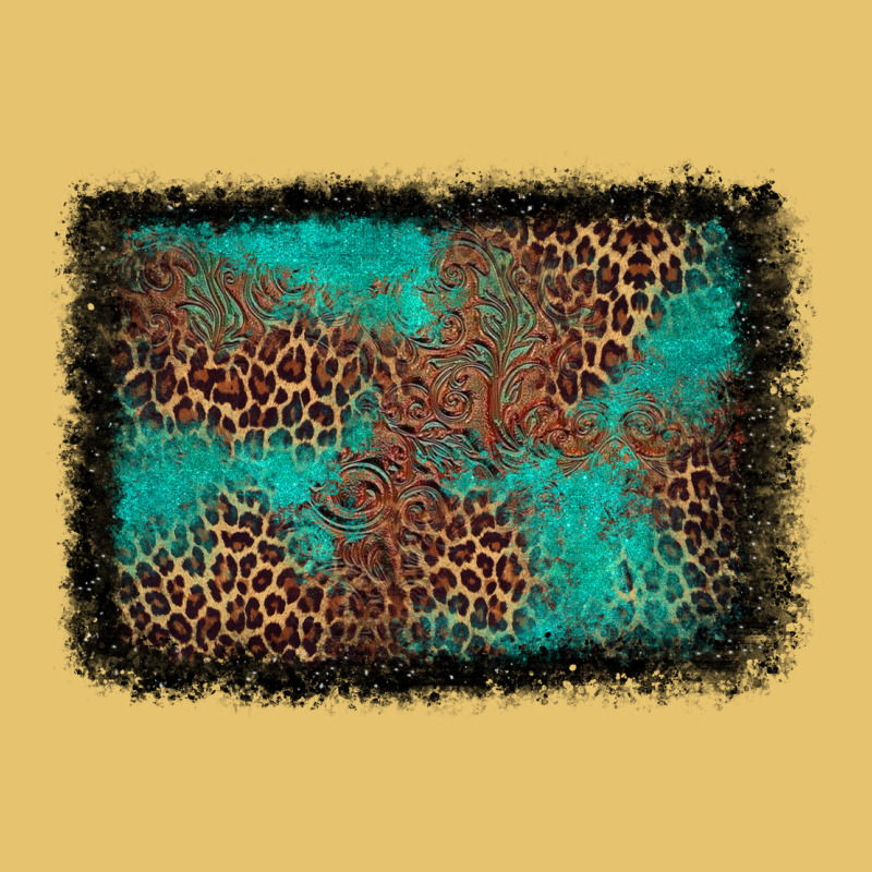 Western Leopard Turquoise Glitter Tooled Leather Premium Sweatshirt by FaDigitalArtStudio | Teevron