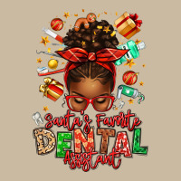 Santa's Favorite Dental Assistant Afro Messy Bun Long Sleeve Tee | Teevron