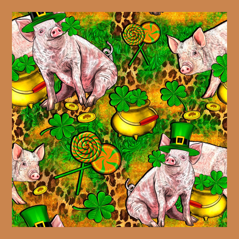 St Patricks  Day Pig With Candy And Pot Of Gold  Seamless Pattern Heavyweight Hoodie by FaDigitalArtStudio | Teevron