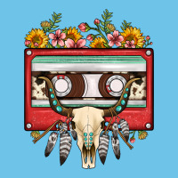 Bull Skull Sunflower Floral Cassette Premium Sweatshirt | Teevron