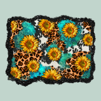 Cowhide Leopard Turquoise Sunflowers Pattern Olivia Zipper Hoodie | Teevron
