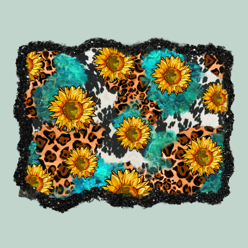 Cowhide Leopard Turquoise Sunflowers Pattern Olivia Zipper Hoodie by OliviaCreatesArt | Teevron