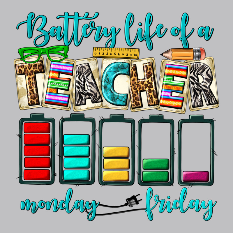 Battery Life Of A Teacher Monday Friday Long Sleeve Tee by NancyCooperArtShop | Teevron