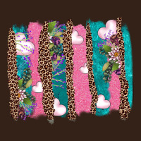 V.d Turquoise Leopard And Flowers  Brushstrokes Heavy Core Tee | Teevron
