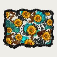 Cowhide  Turquoise Sunflowers Pattern Olivia Zipper Hoodie | Teevron