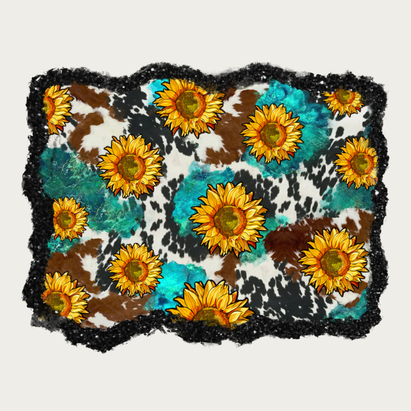 Cowhide  Turquoise Sunflowers Pattern Olivia Zipper Hoodie by OliviaCreatesArt | Teevron
