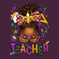 Mardi Gras Teacher Afro Messy Bun Long Sleeve Tee | Teevron