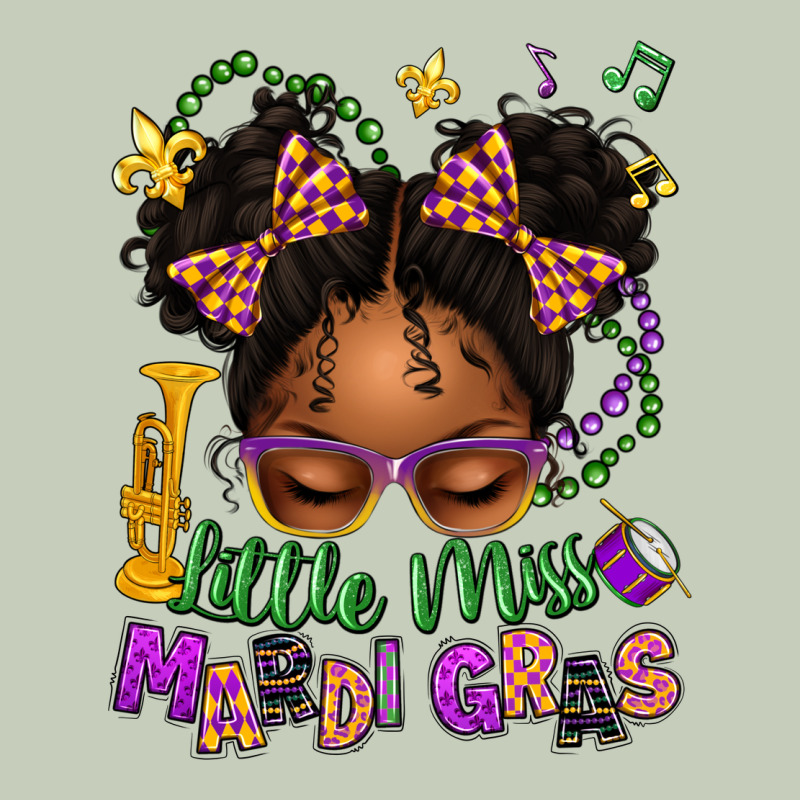 Little Miss Mardi Gras Afro Messy Bun Kid Long Sleeve Tee by texasbilliewilder | Teevron