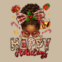 Happy Holidays Christmas Afro Messy Bun Long Sleeve Tee | Teevron