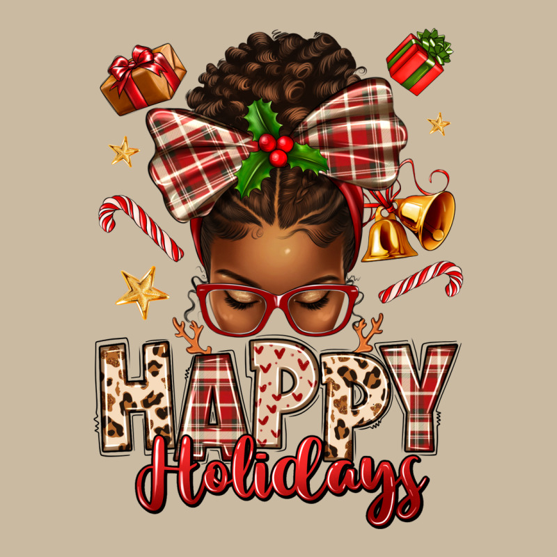 Happy Holidays Christmas Afro Messy Bun Long Sleeve Tee by texasbilliewilder | Teevron
