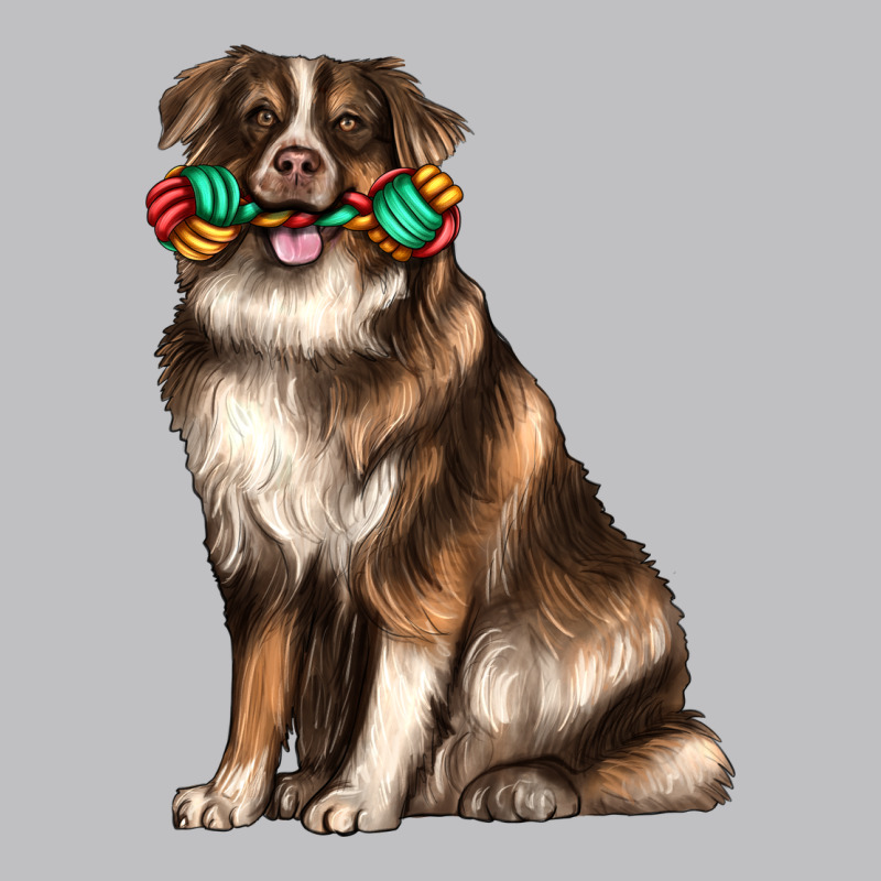 Australian Shepherd With Rope Toy Long Sleeve Tee by texasbilliewilder | Teevron