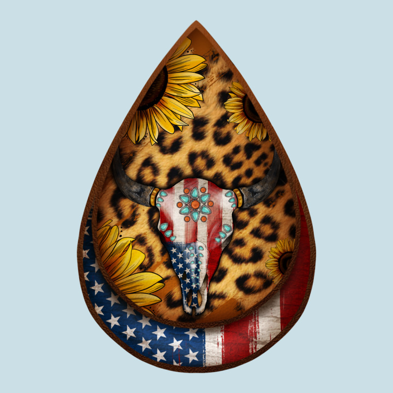 American Sunflower Bullskull Teardrop Earrings Ladies Tee by Jasminsmagicworld | Teevron