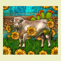 Western Charolais Bull With Sunflowers Urban Hoodie | Teevron