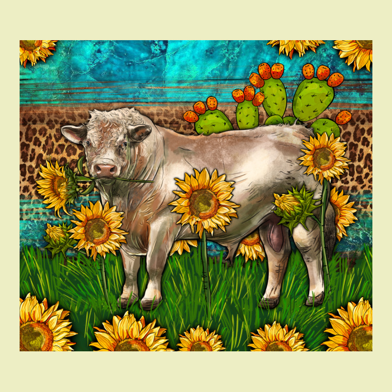 Western Charolais Bull With Sunflowers Urban Hoodie by LillyAllenDesigns | Teevron