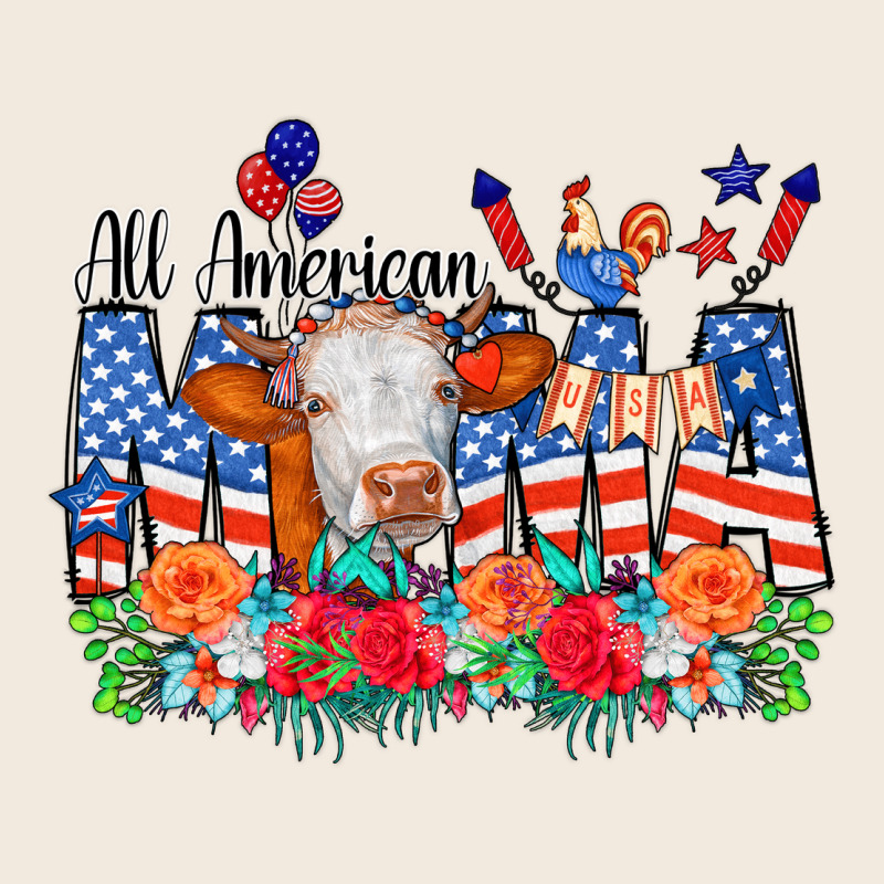 All American Mama Cow Flowers Zipper Hoodie by CowCowDesign | Teevron