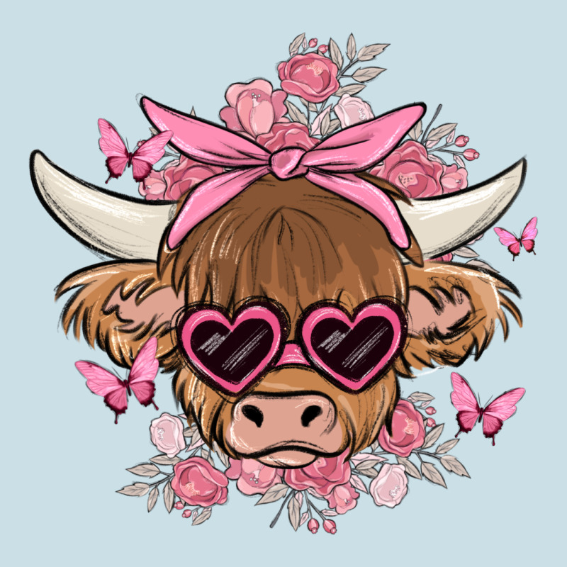 Cow With Flowers And Butterflies Ladies Tee by MaliasSmallBusiness | Teevron