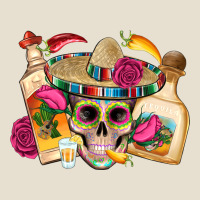 Mexican Skull Sombrero Tequila Bottle Paper Roses Urban Heavy Tee | Teevron
