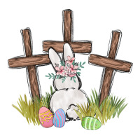 floral watercolor easter bunny cross | Teevron