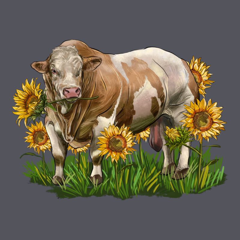 Simmental Bull With Sunflowers Vintage Hoodie by LillyAllenDesigns | Teevron