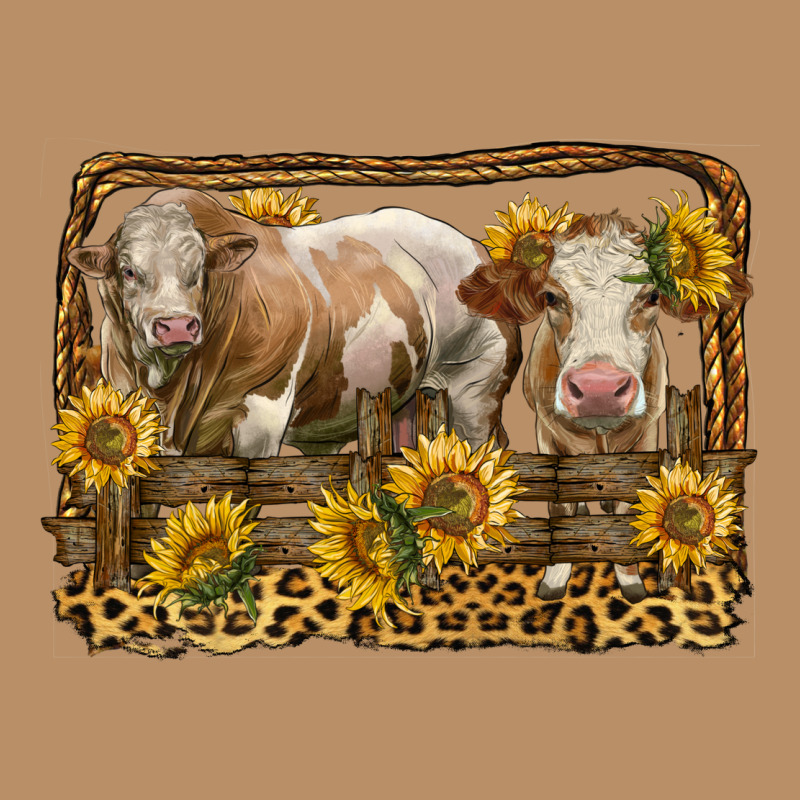 Simmental Bull And Heifer With Sunflowers Vintage Hoodie by LillyAllenDesigns | Teevron