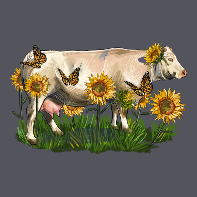 Charolais Cow With Sunflower Vintage Hoodie by LillyAllenDesigns | Teevron