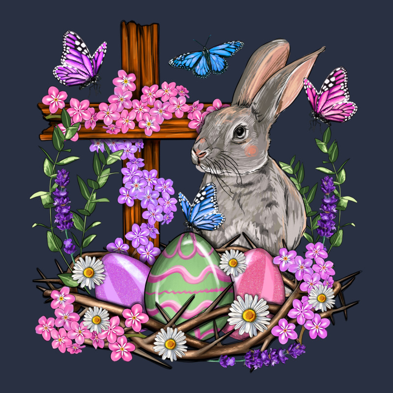 Easter Eggs And Bunny With Cross Easter Day Heavyweight Sweatshirt by HowdyJamesFarm | Teevron