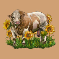 Simmental Bull With Sunflowers Vintage Tee | Teevron