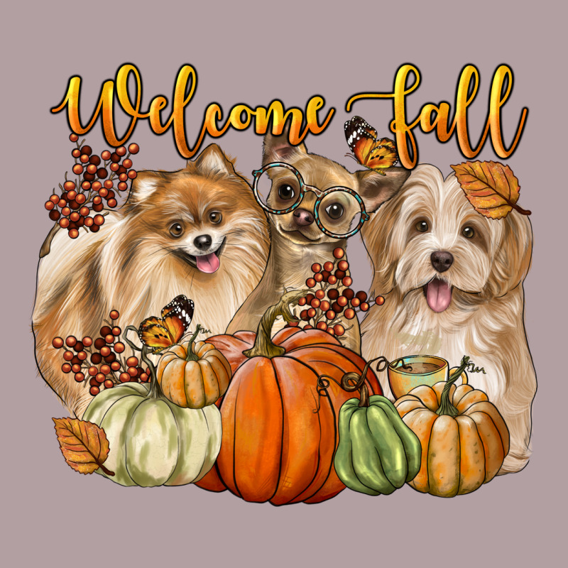 Welcome Fall With Dogs Vintage Hoodie by LillyAllenDesigns | Teevron