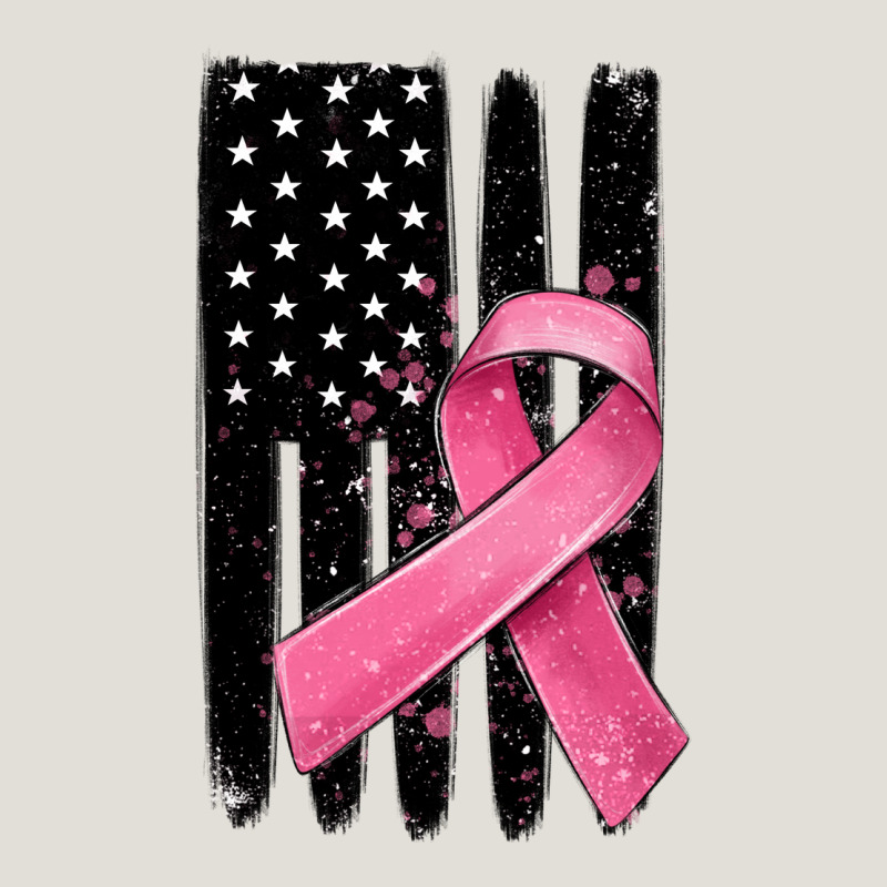 Breast Cancer Ribbon American Flag Heavy Core Tee by MaliasSmallBusiness | Teevron