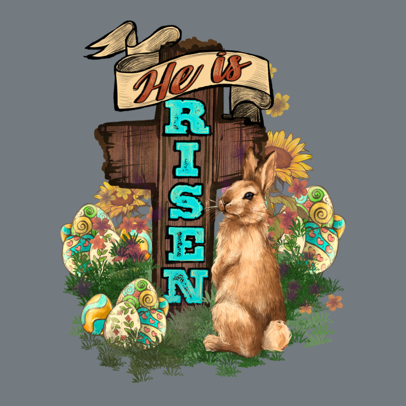 He Is Risen Bunny Cross Easter Day Heavyweight Sweatshirt by HowdyJamesFarm | Teevron