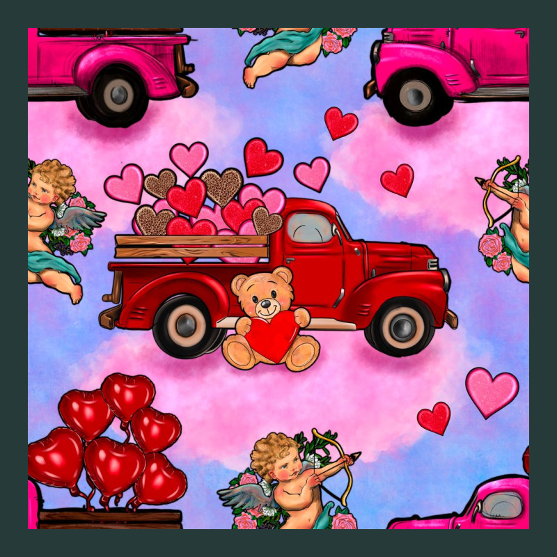 Valentines Day Truck And Cupid In The Sky Seamless Pattern Premium Sweatshirt by BundleAndBundleShop | Teevron