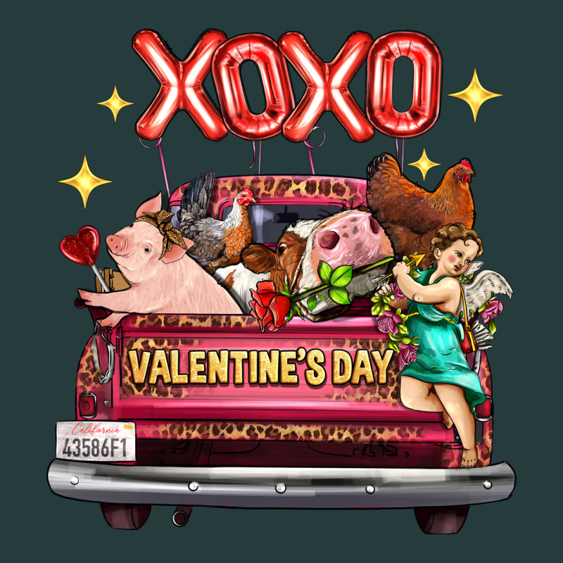 Valentine's Day Truck Farm Animals Cupid Xoxo Premium Hoodie by FaDigitalArtStudio | Teevron