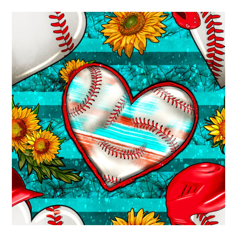 Baseball Hearts And Sunflowers With Turquoise Gemstone Seamless Patter Premium Sweatshirt by BundleAndBundleShop | Teevron