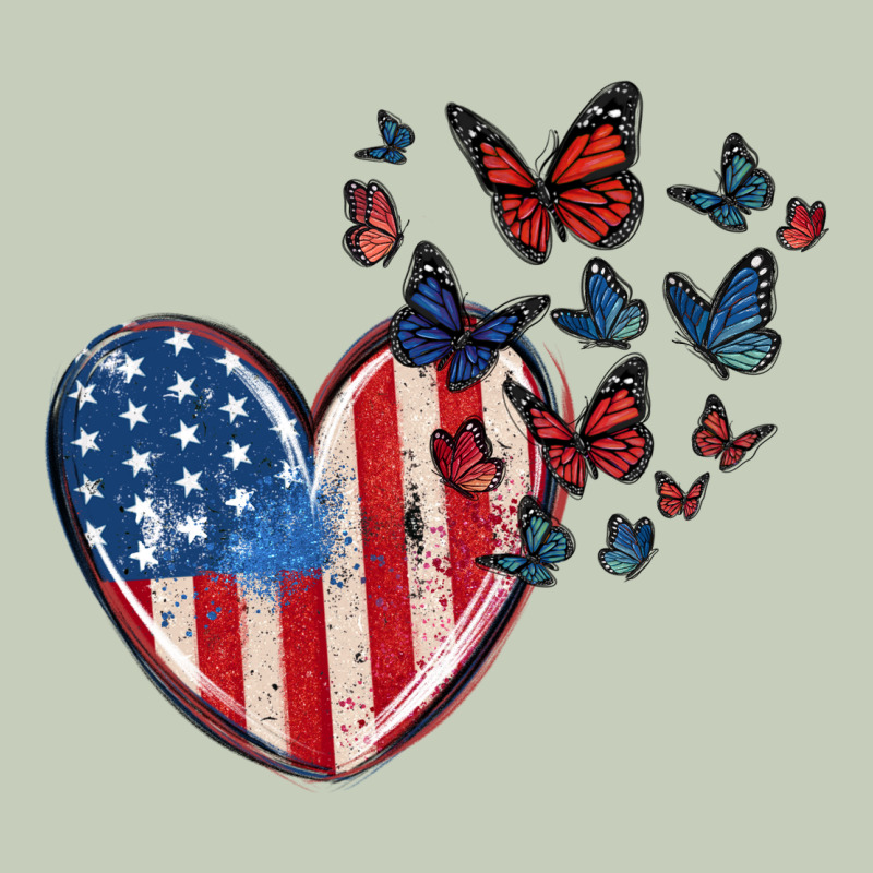 4th Of July American Flag Heart Butterfly Ladies Tee by MaliasSmallBusiness | Teevron